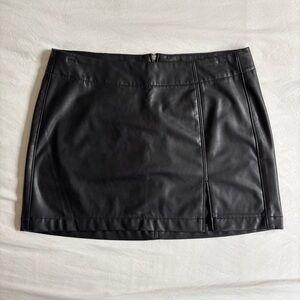 Black Faux Vegan Leather Mini Skirt